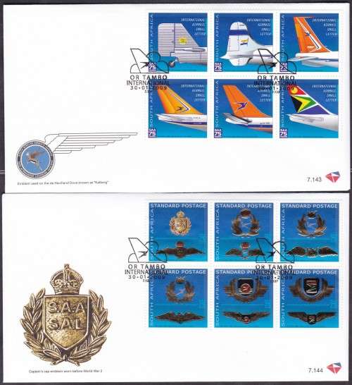 RSA - 75TH ANNI SA AIRWAYS, FDC SET 7.143 & 7.144 - FINE AS NEW!!!!!