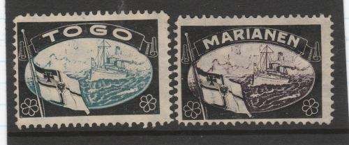 GERMANY COLONIES-TOGO,MARIANEN-2 MOURNING STAMPS-MINT,UNUSED NO GUM-NOT COMMON