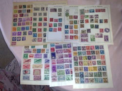 USA-EARLY ISSUES ON 8 ASSORTED OLD ALBUM PAGES,SOME FINE,SOME MIXED CONDITION