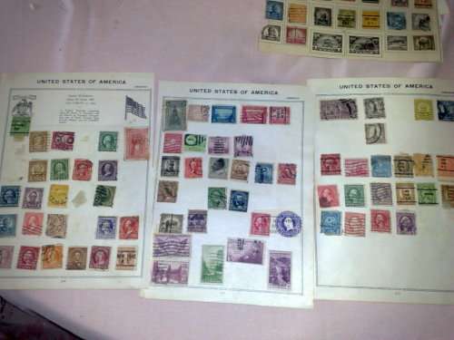 USA-EARLY ISSUES ON 8 ASSORTED OLD ALBUM PAGES,SOME FINE,SOME MIXED CONDITION