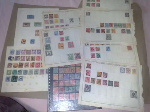 BRITISH COMMONWEALTH-10  OLD ALBUM PAGES WITH ASSORTED STAMPS,BID PER PAGE,MANY Q VICS