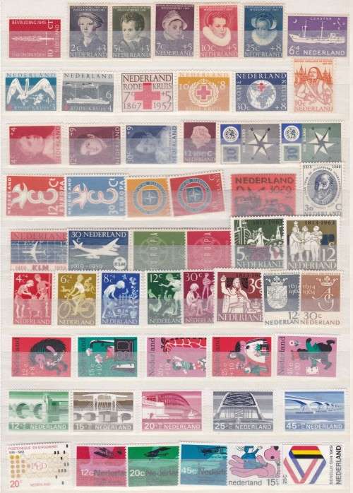 NETHERLANDS - ASSORTED SINGLES ON PAGE, SOME IN SETS, MOSTLY U/M & SOME M/M - GOOD CV LOT!!!!!