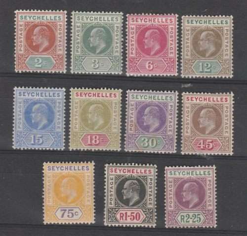 SEYCHELLES-1906 K EDWARD 7TH-CV R2200-DEF SET TO 2,25 RUPEES-FINE MM,(30C HAS SPOTS)REST VF