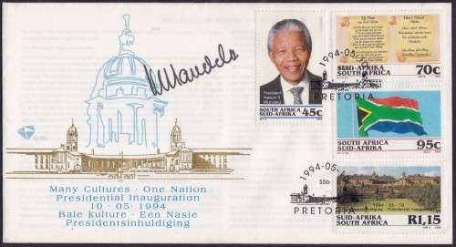 RSA - 1994 MANDELA INAUGURATION, FDC 6.3b SIGNED MANDELA(LIKELY AUTOPEN) - STILL SCARCE!!!!!