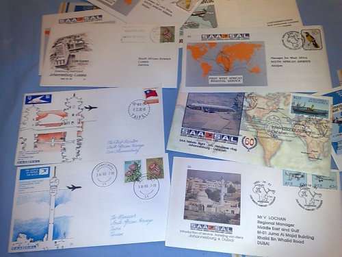 10 PM CLOSING-SA AIRWAYS-25 ASSORTED NUMBERED FDC-SOME BETTER ONES INCLUDED-BARGAIN