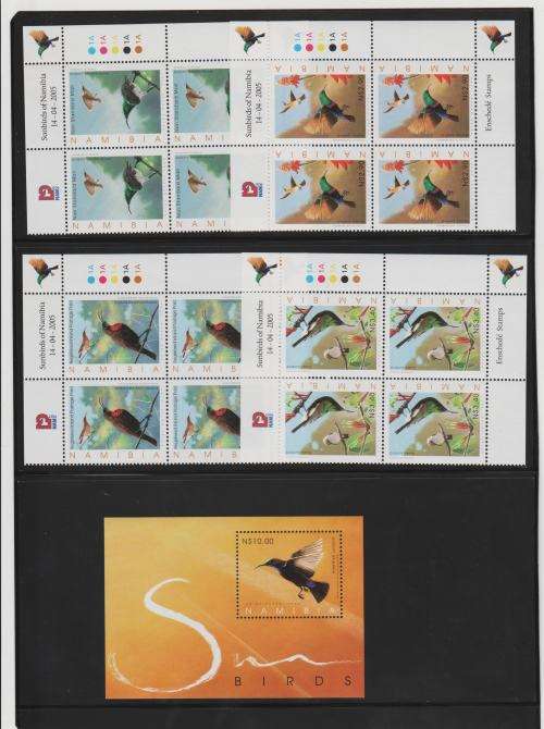 SUNBIRDS OF NAMIBIA-SUPERB UM SET OF 4 CONTROLS.,PLUS MINISHEET-GOOD CV SET,SOUGHT AFTER