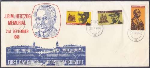 RSA - J.B.M. HERTZOG MEMORIAL, ILLUSTRATED FDC - NOT COMMON!!!!!