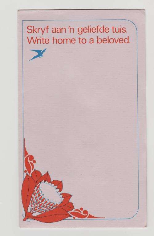 SA AIRWAYS SCARCE PRESENTATION PACK-INCLUDES STAMPED UNADDRESSED ENVELOPE,2 NOTE PAGES -FINE