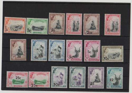 SWAZILAND-QE2 1961 DEC CURRENCY OVERPRINTS-LMM SET TO R2 ON 1 POUND-SOME DIFF TYPES,NOT CHECKED