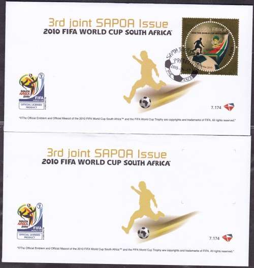 RSA - 3RD JOINT SAPOA ISSUE, FIFA 2010 SOCCER WORLD CUP, FDC 7.174 & UNSERVICED FDC 7.174 - FINE!!!!