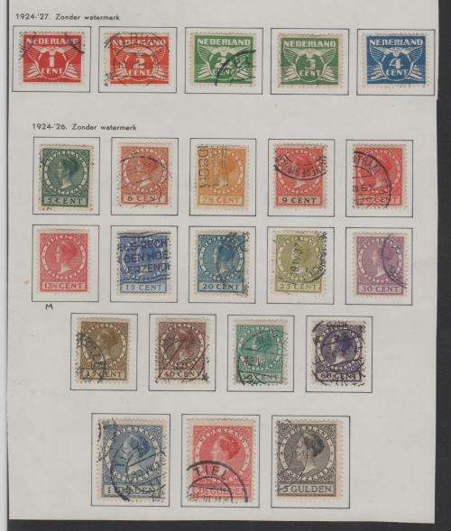 NETHERLANDS-1924-27 Q WILHELMINA-SET TO 5 GULDEN,FINE USED,NO WATERMARK-CV R800 APP