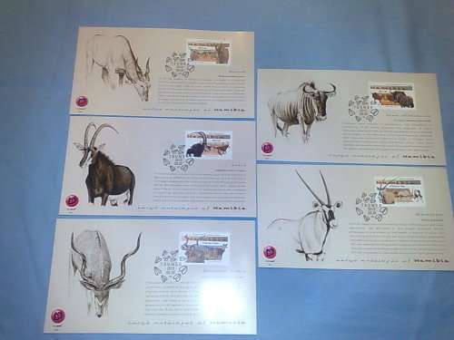 NAMIBIA-2013 LARGE ANTELOPE-SET OF 5 FDC NO47 TO 51-FINE AS NEW-GOOD SCARCE SET