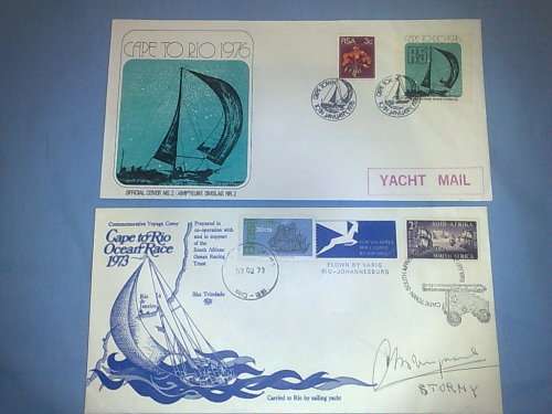 RSA-CAPE TO RIO YACHT RACE-TWO COVER 1973/76-ONE SIGNED BY CAPTAIN OF YACHT `STORMY`