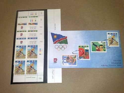 NAMIBIA-OLYMPICS-FDC3.47 PLUS FINE UM SET OF 5 CONTROLS (INCLUDES INCORRECTand CORRECTED SPELLING)