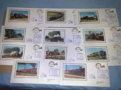 SA RAILWAYS-BRUSH WITH STEAM SAFARIS-SET OF 11 FDC-N0.3.1 TO 3.11-DIFFERENT STATION RUBBER STAMPS