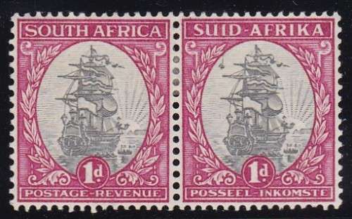 UNION SA - 1D SHIPS, VARIETY=GREY DOT IN SKY (RIGHT STAMP) - U/M PAIR!!!!!