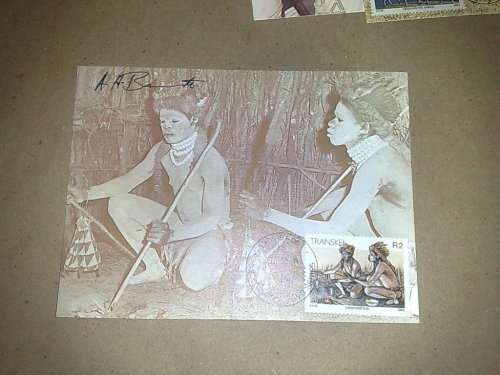 TRANSKEI-2ND DEF SERIES-SET OF 17 MAXICARDS-THE R2 MAXICARD SIGNED BY A.H.BARRETT,STAMP ARTIST