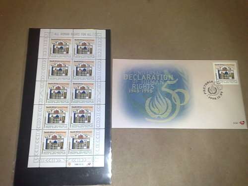 RSA-DECLARATION OF HUMAN RIGHTS FDC 6.92 PLUS FULL SHEET,FINE UM