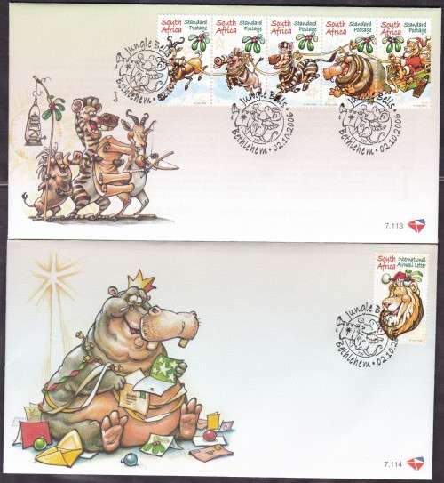 RSA - JUNGLE BELLS (CHRISTMAS 2006), FDC SET 7.113 & 7.114 - FINE AS NEW!!!!!