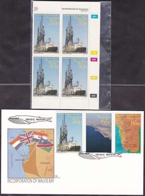 NAMIBIA - WALVIS BAY, FDC 2.3 + U/M SET OF CONTROL BLOCKS - FINE!!!!!