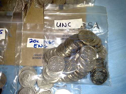 RSA-HUGE LOT OF 20C PIECES,SOME 1965 ENG and AFR-INCLUDED-SOME UNC-OVER 600 PIECES EXTIMATED