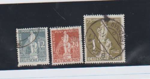 GERMANY WEST BERLIN-1949 UPU ISSUE-12PF,24PF AND RARE 1 DM-GOOD USED-CV R3670.00-SG 859