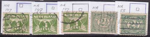 NETHERLANDS - AIRMAIL + NUMERALS, ASSORTED WITH VARIOUS PLATE FLAWS, FINE USED - CV:R600!!!!!