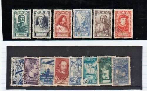 FRANCE-1946 RELIEF FUND SET PLUS 1936/7 BETTER SINGLE STAMPS-CV R800-ALL FINE USED-USEFUL LOT