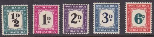UNION SA - 1948-1949 POSTAGE DUES, SET OF 5 FINE U/M SINGLES - CV:R1800!!!!!