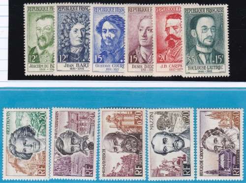 FRANCE - FRENCH CELEBRITIES, 2 X SETS OF SINGLES, FINE MINT - CV:R450!!!!!