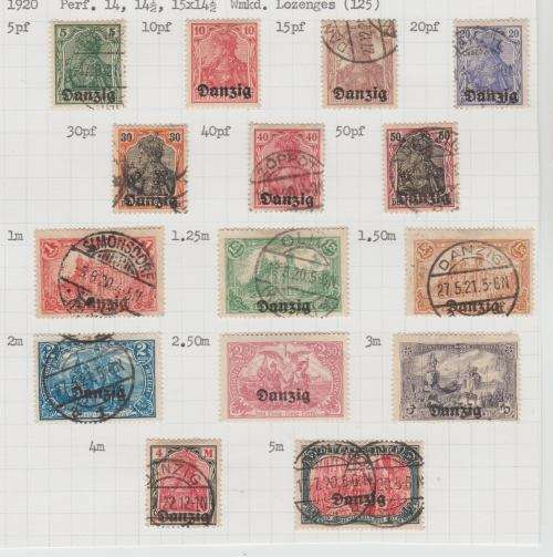 GERMANY-DANZIG-1920-FULL SET TO 5 MARKS OVERPRINTED DANZIG-FINE USED SET(3 VALUES MM)-SCARCE SET