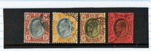 TRANSVAAL-EDWARD 7TH-1904-09-ASSORTED VALUES-1/,2/,5/ AND 10 SHILLING-FINE USED-USEFUL STAMPS