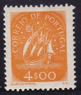 PORTUGAL - 1949 CARAVEL, ADDITIONAL VALUE 4 ESCUDOS, FINE MINT SINGLE - CV FOR U/MR990!!!!!
