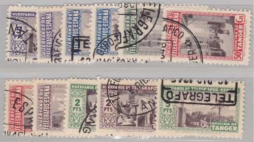 AFRICA/SPAIN/TANGIER - TELEGRAPH STAMPS, SINGLES TO 5PTS - ALL FINE USED!!!!!