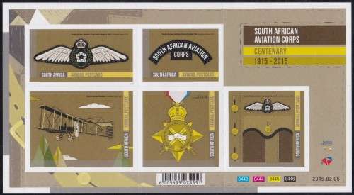 RSA - SOUTH AFRICAN AVIATION CORPS CENTENARY 1915-2015, FULL SHEET - FINE U/M!!!!!