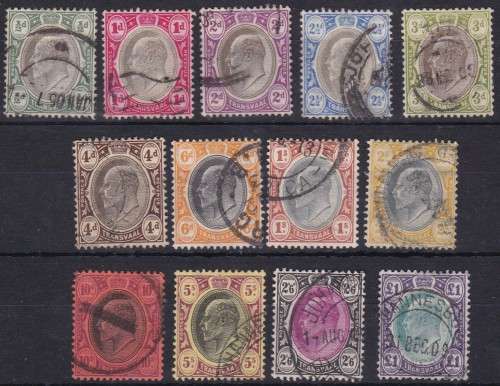 TRANSVAAL - 1904-1909 KING EDWARD THE 7TH, FULL SET OF SINGLES TO 1 POUND, FINE USED - CV:R1920!!!!!