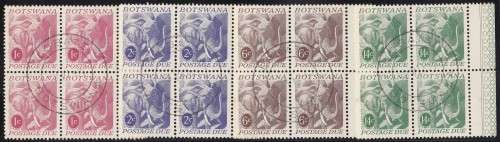 BOTSWANA - POSTAGE DUES ELEPHANTS, FINE USED SET OF 4 IN BLOCKS OF 4 - CV:R550!!!!!
