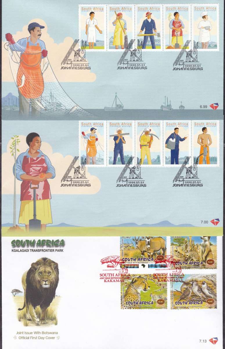 RSA - 3 X NICE ASSORTED FDC`S, FDC 6.99 + 7.00 (WORKERS DAY SET) + 7.13 - ALL FINE AS NEW