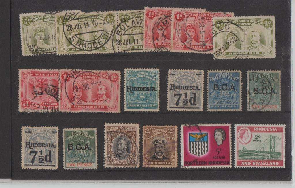 BSAC RHODESIA-ASSORTED USED & SOME MM ON CARD-NOT REFERENCED,POSSIBLE GOOD VALUE,ODD FAULT