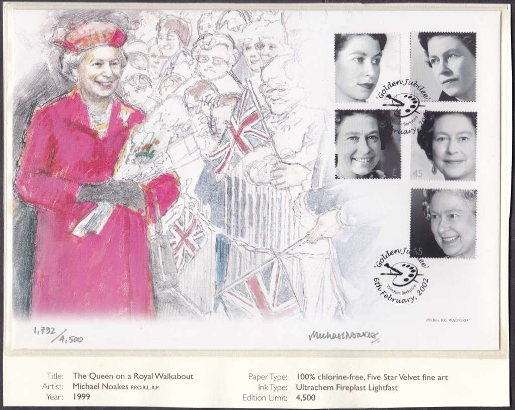 GB - QE2 GOLDEN JUBILEE, LIMITED EDITION HAND PAINTED COVER: ONLY 4500 ISSUED - FINE