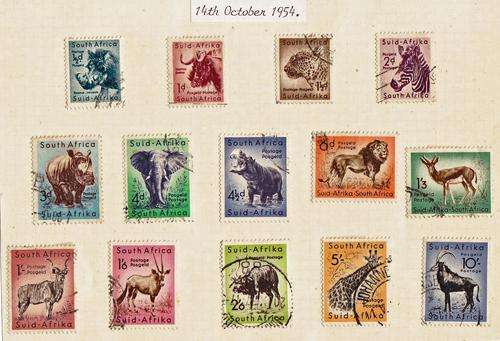 UNION SA - 1954 ANIMAL DEF, FULL SET TO 10 SHILLINGS - FINE USED!!!!!