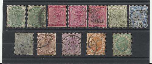 NATAL-QUEEN VIC ASSORTED TO ONE SHILLING YELLOW & GREEN-FINE USED
