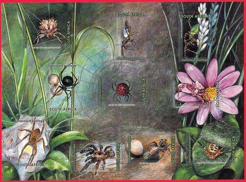RSA - SPIDERS OF SOUTH AFRICA, SELF-ADHESIVE FULL SHEET - AS NEW!!!!!