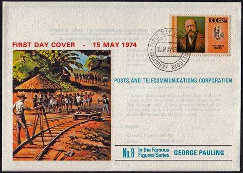RHODESIA - FDC NO.8 IN FAMOUS FIGURES SERIES:GEORGE PAULING - FAIR!!!!!