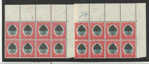 UNION SA-SCREENED 6D ORANGE TREE BLOCKS-"CRACKED PLATE " VARIETIES-MINT HINGE