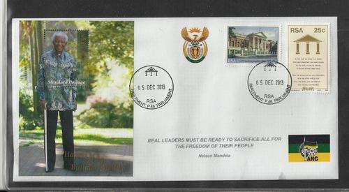 MANDELA M/SHEET ON COVER-PARLIAMENT CANCEL-LAST FEW