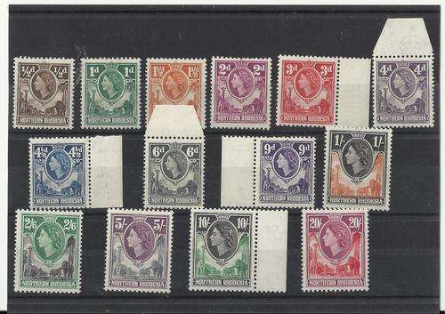 NORTHERN RHODESIA-QE2 1953 DEFINTIVE SET TO 20 SHILLING-FINE LMM-HIGH C/V SET