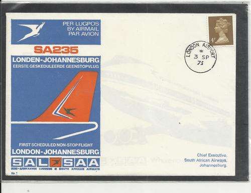 SOUTH AFRICAN AIRWAYS-FLIGHT COVER NO.1-VERY SCARCE ,LOW AMOUNT ISSUED-CLEAN UNADDRESSED