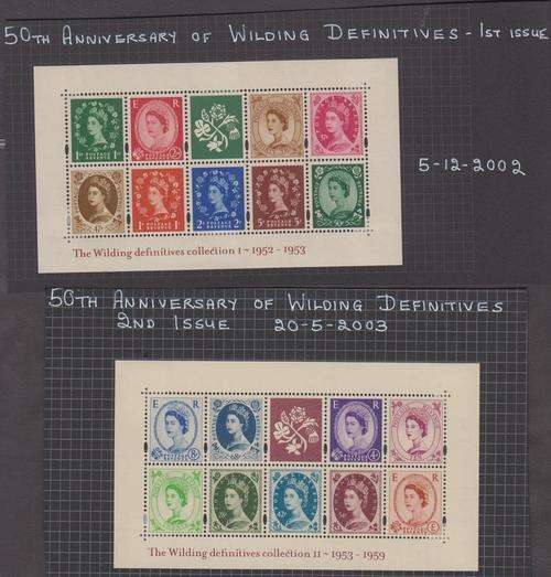 GB - 2 X 50TH ANNI OF QE2 WILDING DEFINITIVE MINISHEETS (1ST & 2ND ISSUE) - BOTH FINE M/M!!!!!