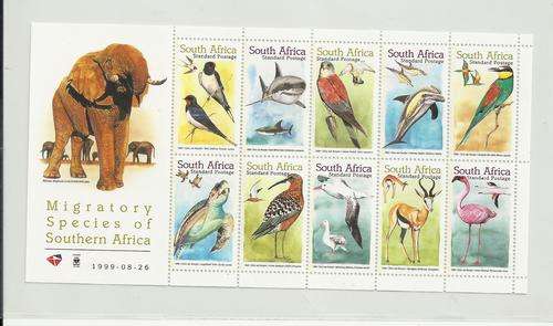 SOUTH AFRICA MIGRATORY SPECIES-FULL SHEET OF 10 STAMPS-SUPERB MINT NEVER HINGED
